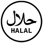 HALAL logo with Arabic text on a white background