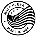 Round 'Made in USA' stamp with American flag design