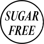 Circular 'SUGAR FREE' label on a white background